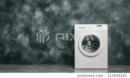 White Washing Machine Front View 123859165