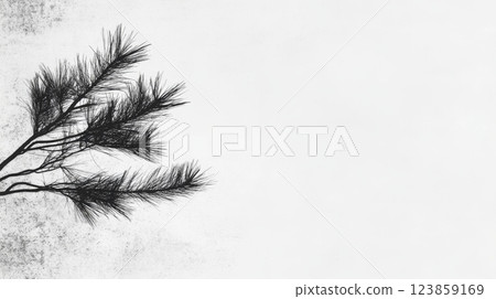 Minimalist Pine Sprig on White 123859169