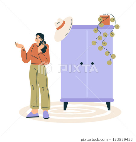 Weekend Market with Woman Character Buying Stuff Vector Illustration Weekend Market with Woman Character Buying Stuff Vector Illustration 123859433