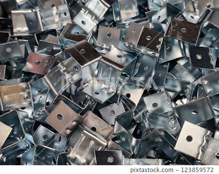 Close Up of many Metal Corner Brackets. Close Up of many Metal Corner Brackets. 123859572