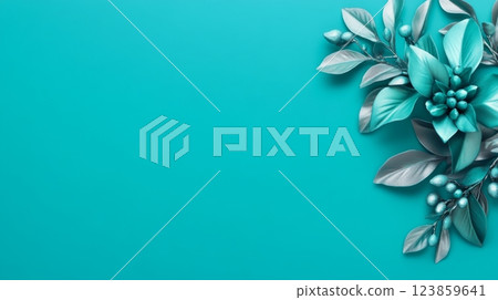 Teal Floral Corner Decoration 123859641