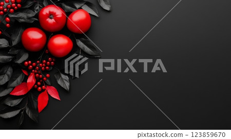 Red Tomatoes and Berries Dark 123859670