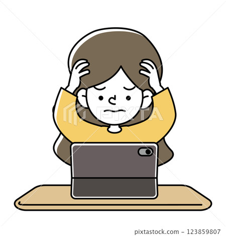 Vector illustration of a child studying on a tablet 123859807