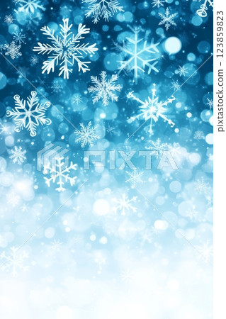Falling Snowflakes in Blue Glow 123859823
