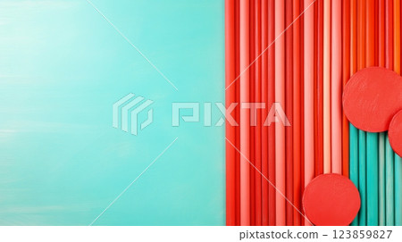 Colorful Tubes on Turquoise Background 123859827