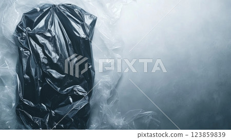 Crumpled Black Bag in Plastic 123859839