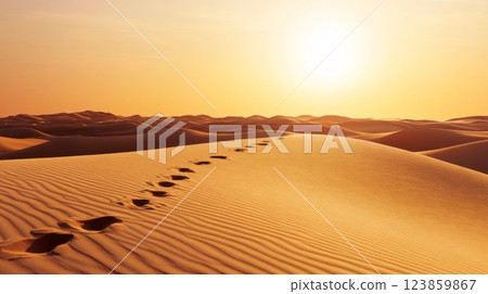 Desert Footprints at Sunset 123859867