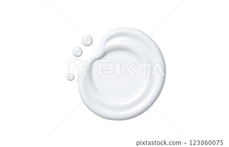 White cosmetic cream smear, skincare product texture, beauty lotion sample, soft moisturizer, smooth hydration, facial care, delicate consistency, wellness treatment, silky glow 123860075