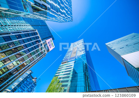 Tokyo cityscape in Japan. Buildings connected to Shibuya Station. Shibuya Stream, Scramble Square, Hikarie… Tokyo cityscape in Japan. Buildings connected to Shibuya Station. Shibuya Stream, Scramble Square, Hikarie… 123860109