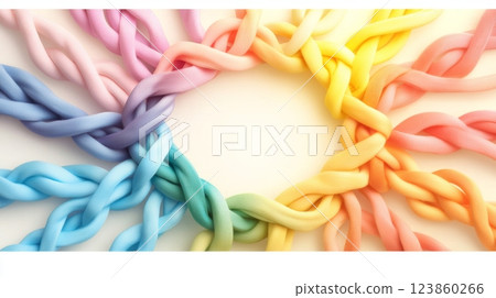 Colorful fabric cords arranged in circle Colorful fabric cords arranged in circle 123860266