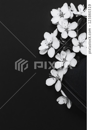 Black and White Flower Blossom Composition 123860319