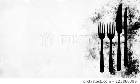 Rustic black flatware monochrome set 123860399