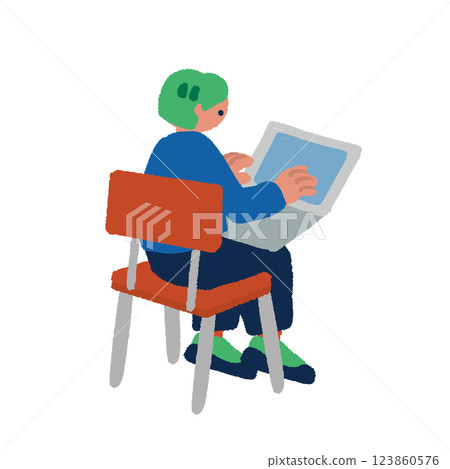 Illustration of a person using a laptop 123860576