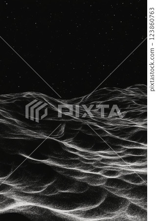 Starry Night Landscape, Textured Surface, Monochrome 123860763