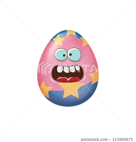 Easter Egg Fun: Cartoon Character with Googly Eyes and Big Smile, Perfect for Holiday Greetings and Festive Spring Celebrations Easter Egg Fun: Cartoon Character with Googly Eyes and Big Smile, Perfect for Holiday Greetings and Festive Spring Celebrations 123860875