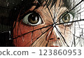 Woman suffering from depression looking through broken glass 123860953