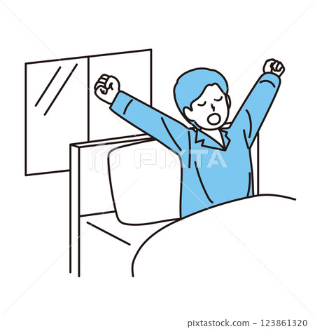 一名男子醒來的插圖 一名男子醒來的插圖 123861320