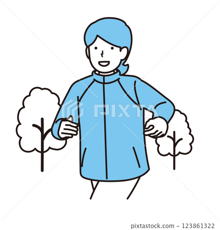 一位女士慢跑的插圖 123861322