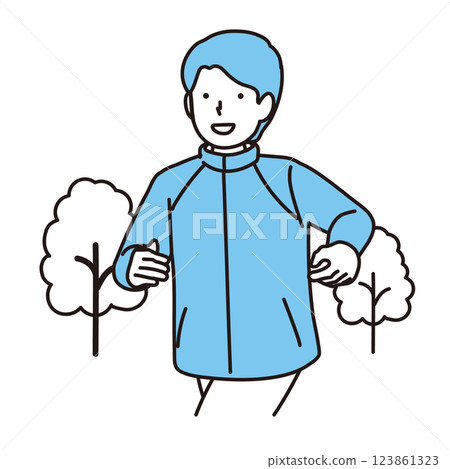 一名男子慢跑的插圖 一名男子慢跑的插圖 123861323