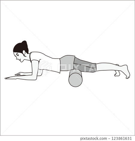 女人使用拉伸桿 拉伸桿 123861631