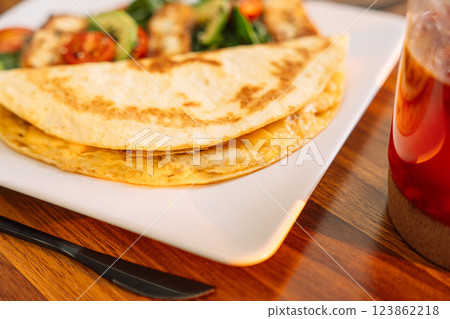 Cheese tortilla in a cafe Cheese tortilla in a cafe 123862218
