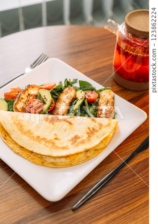 Cheese tortilla in a cafe 123862224