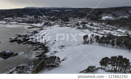 Tanesashi Coast in winter (overlooking the natural grass) - Hachinohe City, Aomori Prefecture, Japan Tanesashi Coast in winter (overlooking the natural grass) - Hachinohe City, Aomori Prefecture, Japan 123862292