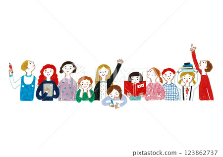 手繪插圖:孩子們聚會 手繪插圖:孩子們聚會 123862737