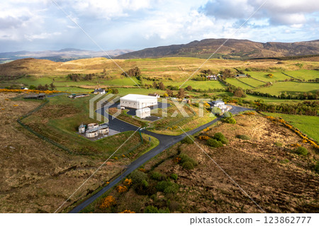 Aerial view of the water treatment plant at Kildarragh in County Donegal, Republic of Ireland 123862777