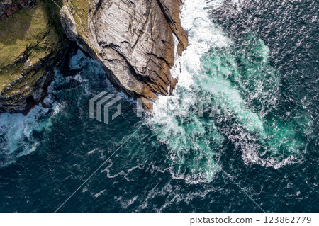 Aerial view of the cliffs of Horn Head at the wild atlantic way in Donegal - Ireland. 123862779
