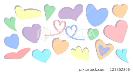 Soft pastel heart set, vector illustration 123862806