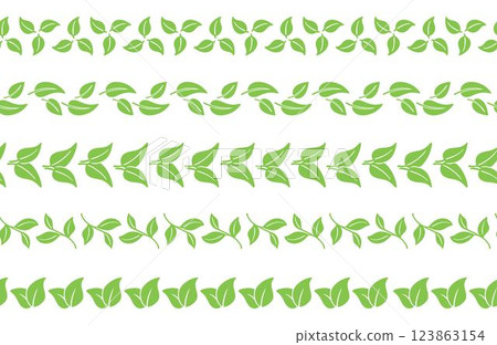 Spring leafy seamless borders set 123863154