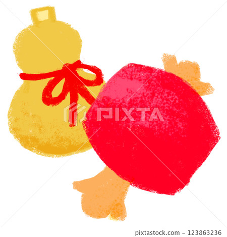 Simple illustration, crayon touch, good luck image Simple illustration, crayon touch, good luck image 123863236
