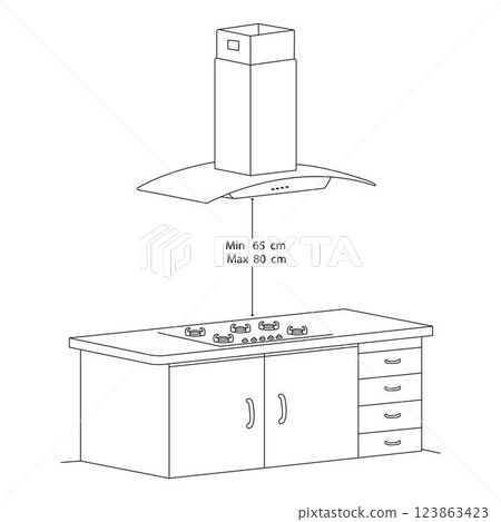 outline sketch Kitchen Installation Guide 123863423