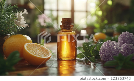 A soothing space filled with natural essential oils and the scent of citrus 123863743