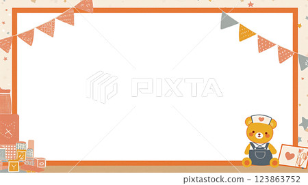 戴著護士帽的熊的框架圖2 123863752