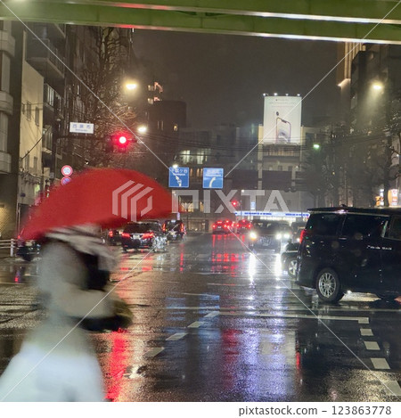 Nishiazabu intersection in the rain Nishiazabu intersection in the rain 123863778