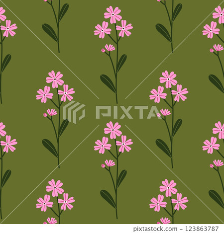 Seamless pattern with pink flower 123863787