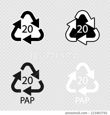 Paper Recycling Symbol PAP 20 Set. 123863792