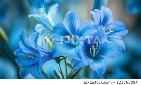 Blue flower background material (Generative AI) 123863884