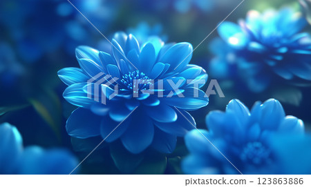Blue flower background material (Generative AI) 123863886