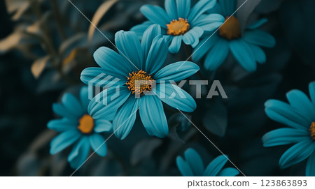 藍色花朵背景素材（生成式 AI） 123863893