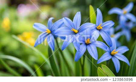 Blue flower background material (Generative AI) 123863896
