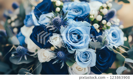 藍色花朵背景素材（生成式 AI） 123863908