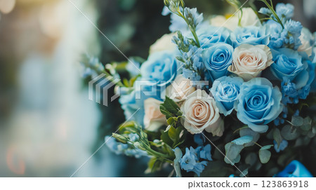 Blue flower background material (Generative AI) 123863918