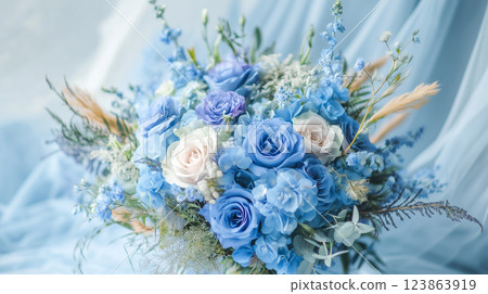 Blue flower background material (Generative AI) 123863919