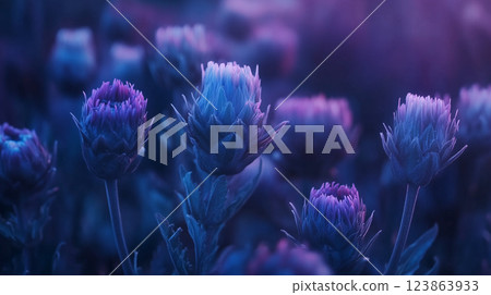 Blue flower background material (Generative AI) 123863933