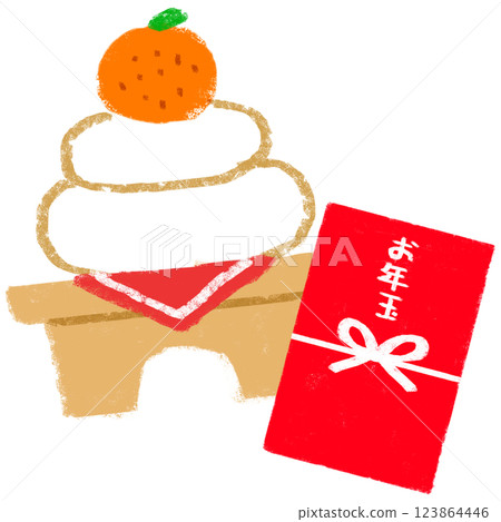 Simple illustration, crayon touch, New Year's image 123864446