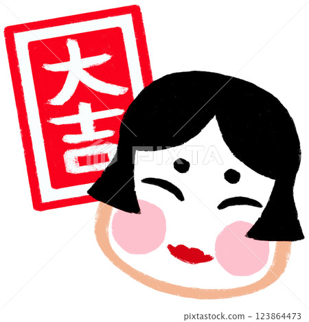 Simple illustration, crayon touch, good luck, good fortune 123864473