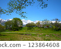 從白馬村眺望白馬山 123864608